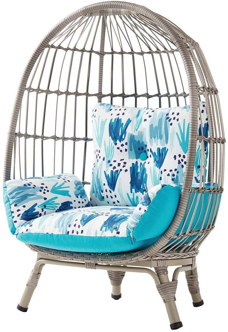 Handwoven Wicker on Steel Frame Kids Egg Chair