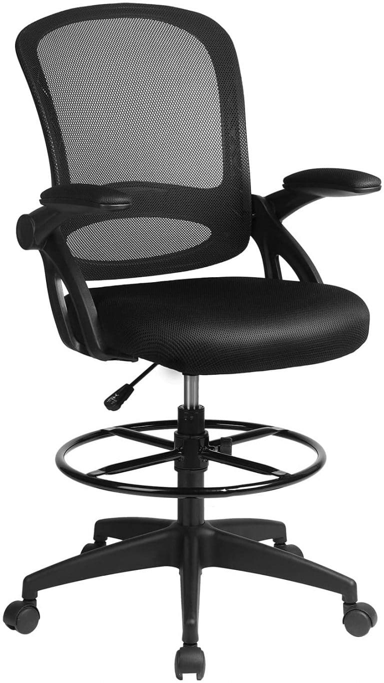 Comhoma Drafting Chair Tall Office Chair with Flip-up Armrests